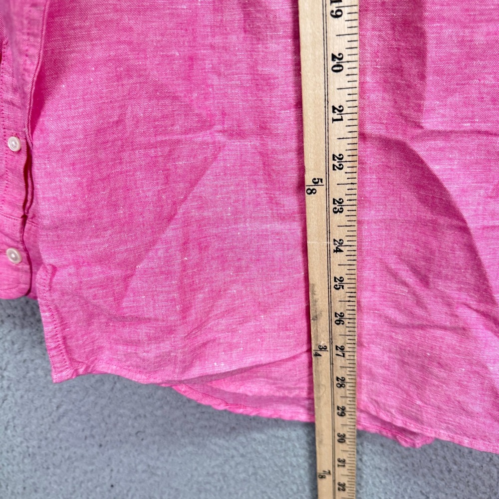 Banana Republic Shirt Mens Large Pink Linen Blend Preppy Office Business Beach - Picture 7 of 10
